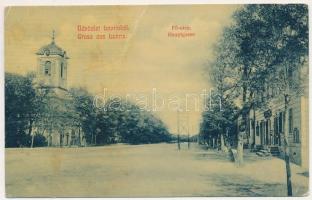 1909 Lovrin, Fő utca, templom. W.L. 1259. / Hauptgasse / main street, church (fa)