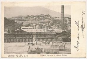 1927 Lupény, Lupeni; Fabrica de cocs si colonia Stefan / Kokszgyár, iparvasút, gőzmozdony, vonat / coke works, factory, industrial railway, locomotive, train (EB)