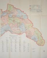 1943 Magyarország Közigazgatási Térképe, 1:500 000, M. Kir. Honvéd Térképészeti Intézet, 2 db nagy méretű térképszelvény a visszatért országrészekkel, komplett, hajtva, jó állapotban, 200x160 cm