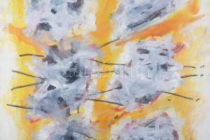 Misch Ádám (1935-1995): Gesztusok sárgában (cím nélkül), 1987. Vegyes technika, papír, jelezve jobbr...