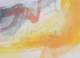 Misch Ádám (1935-1995): Gesztusok sárgában (cím nélkül), 1987. Vegyes technika, papír, jelezve jobbr...