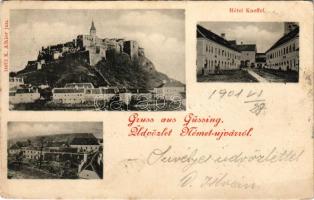 1901 Németújvár, Güssing; Hotel Kneffel / vár, szálloda. K. Alkier jun. kiadása / castle, hotel (EB)