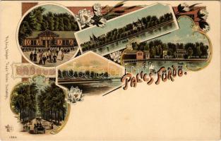 Palics, Palic (Szabadka, Subotica); Fürdő. Vig Zsigmond Sándor kiadása / spa, bath. Art Nouveau, floral, litho (felületi sérülés / surface damage)