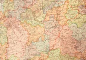 ca 1930 Kogutowitz: Magyarország térképe a trianoni határok feltüntetésével ca 1930.. 60x70 cm