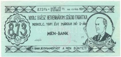 1981. Miskolc 8,73 Fabatka (10Ft) "III. Miskolci Egyetemi Napok" utalvány T:F