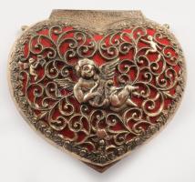 Szív alakú fém ékszeres doboz, 9x10 cm