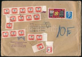 1966 Túlsúlyos levél az NDK-ból Szegedre 10Ft (!) 17 bélyeges portóval