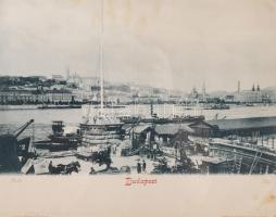 ca 1900 Budapest óriásképeslap, látkép, üvegezett keretben 30x24 cm 45x38 cm