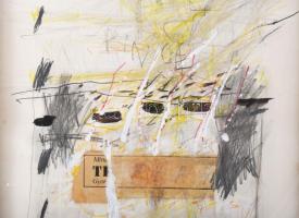 Misch Ádám (1935-1995): Pince (Hajós), 1983. Vegyes technika, kollázs, papír, jelezve középen lent, ...