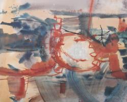 Misch Ádám (1935-1995): Úton-útfélen (cím nélkül), 1965. Akvarell, papír, jelezve jobbra lent, üvege...