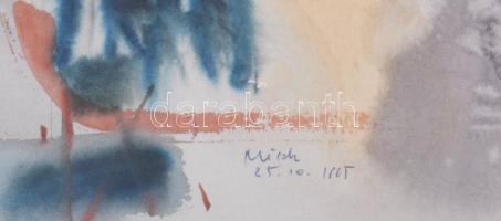 Misch Ádám (1935-1995): Úton-útfélen (cím nélkül), 1965. Akvarell, papír, jelezve jobbra lent, üvege...