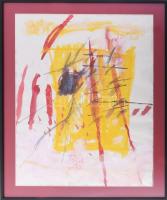 Misch Ádám (1935-1995): Felfelé törekvés (cím nélkül), 1988. Akvarell, ceruza, papír, jelezve középen lent, üvegezett keretben, 62×47 cm.