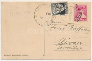 1928 Perjámos, Periam; Scoala si biserica rom. cat. / Röm. kath. Kirche und Schule / Római katolikus...