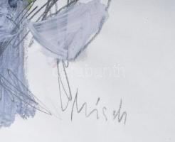 Misch Ádám (1935-1995): Geometria és gesztus (cím nélkül). Akril, ceruza, papír, jelezve jobbra lent...
