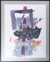 Misch Ádám (1935-1995): Geometria és gesztus (cím nélkül). Akril, ceruza, papír, jelezve jobbra lent...