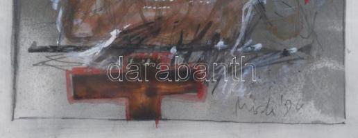 Misch Ádám (1935-1995): Meditáció II, 1980-as évek. Vegyes technika, papír, jelezve jobbra lent, üve...