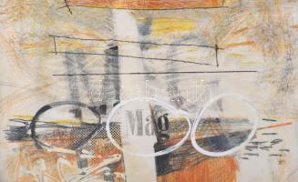 Misch Ádám (1935-1995): Még, 1983. Vegyes technika, papír, jelezve jobbra lent, üvegezett fakeretben...