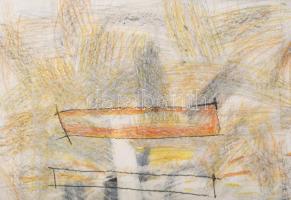 Misch Ádám (1935-1995): Még, 1983. Vegyes technika, papír, jelezve jobbra lent, üvegezett fakeretben...