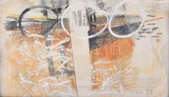 Misch Ádám (1935-1995): Még, 1983. Vegyes technika, papír, jelezve jobbra lent, üvegezett fakeretben...