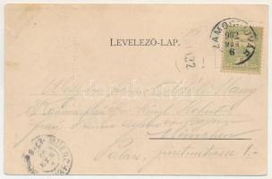 1902 Szamosújvár, Gherla; Sétatér részlet, Korcsolyázó pavilon. Karátsonyi Gyula kiadása / promenade...