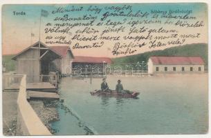 1914 Torda, Turda; Sóbánya, fürdő részlet. Füssy J. kiadása / salt mine, baths (Rb)