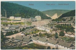 1928 Anina, Stájerlakanina, Stájerlak, Steierdorf; Putul central / Zentral-Schacht / vasgyár, központi akna. Frederic Hollschütz kiadása / ironworks, factory, mine (ragasztónyom / glue mark)