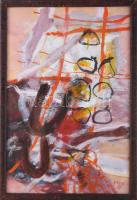 Misch Ádám (1935-1995): Cím nélkül, 1989. Vegyes technika, papír, jelezve jobbra lent, üvegezett fakeretben, 50×33,5 cm.