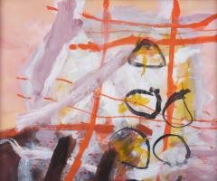 Misch Ádám (1935-1995): Cím nélkül, 1989. Vegyes technika, papír, jelezve jobbra lent, üvegezett fak...