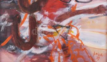 Misch Ádám (1935-1995): Cím nélkül, 1989. Vegyes technika, papír, jelezve jobbra lent, üvegezett fak...