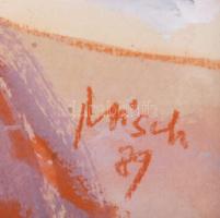 Misch Ádám (1935-1995): Cím nélkül, 1989. Vegyes technika, papír, jelezve jobbra lent, üvegezett fak...