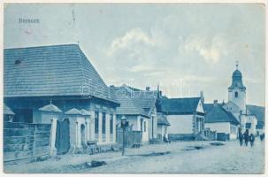 1918 Bereck, Bereczk, Bretcu; utca, templom / street view, church (ázott / wet damage)