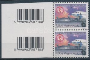2000 50 éves a Ferihegyi repülőtér vonalkódos pár, az első magyar vonalkódos bélyeg