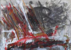 Misch Ádám (1935-1995): Rózsásan, 1984. Vegyes technika, papír, jelezve balra lent, üvegezett fakere...