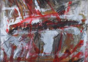 Misch Ádám (1935-1995): Rózsásan, 1984. Vegyes technika, papír, jelezve balra lent, üvegezett fakere...