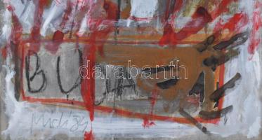 Misch Ádám (1935-1995): Rózsásan, 1984. Vegyes technika, papír, jelezve balra lent, üvegezett fakere...