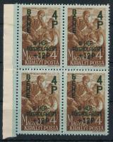 1945 Béke 4P ívszéli négyestömb az "N" betű tükörnyomatával (24.000)