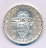 1938. 5P Ag "Szent István" T:AU patina Adamo P8.1