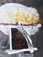 Misch Ádám (1935-1995): Kép látvány, 1983. Vegyes technika, papír, jelezve balra középen lent, hátol...