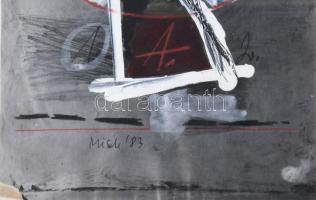 Misch Ádám (1935-1995): Kép látvány, 1983. Vegyes technika, papír, jelezve balra középen lent, hátol...