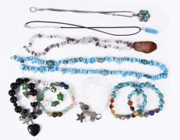 Zacskónyi minőségi bizsu tétel, közte opalit, ónix karkötő.