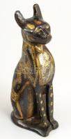 Fém egyiptomi macska asztaldísz, m: 13 cm