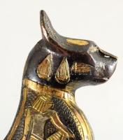 Fém egyiptomi macska asztaldísz, m: 13 cm