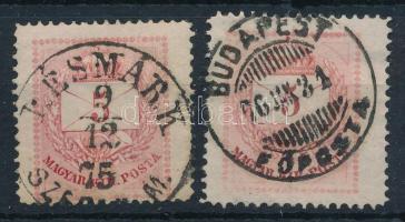 1874 2 db négyzet alakúra fogazott 5kr