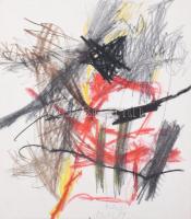 Misch Ádám (1935-1995): Cím nélkül, 1989. Ceruza, papír, jelezve középen lent. Üvegezett fakeretben, 17×15 cm.