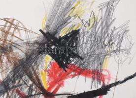 Misch Ádám (1935-1995): Cím nélkül, 1989. Ceruza, papír, jelezve középen lent. Üvegezett fakeretben,...