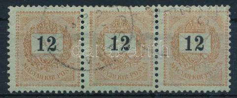 1889 "E" 12kr elfogazott hármascsík