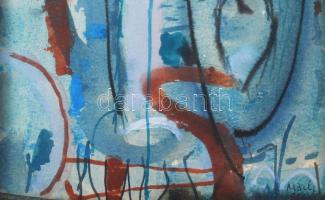 Misch Ádám (1935-1995): Cím nélkül, 1965. Akvarell, papír, jelezve jobbra lent. Üvegezett fakeretben...