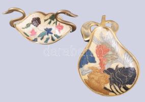 2 db zománcozott réz dísztárgy. 13 cm, 18 cm