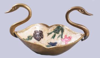 2 db zománcozott réz dísztárgy. 13 cm, 18 cm