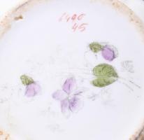 2 db antik fajansz komacsésze és kübli. a rózsaszín Zsolnay formaszámmal jelzett, sérült. d: 10 , 11...